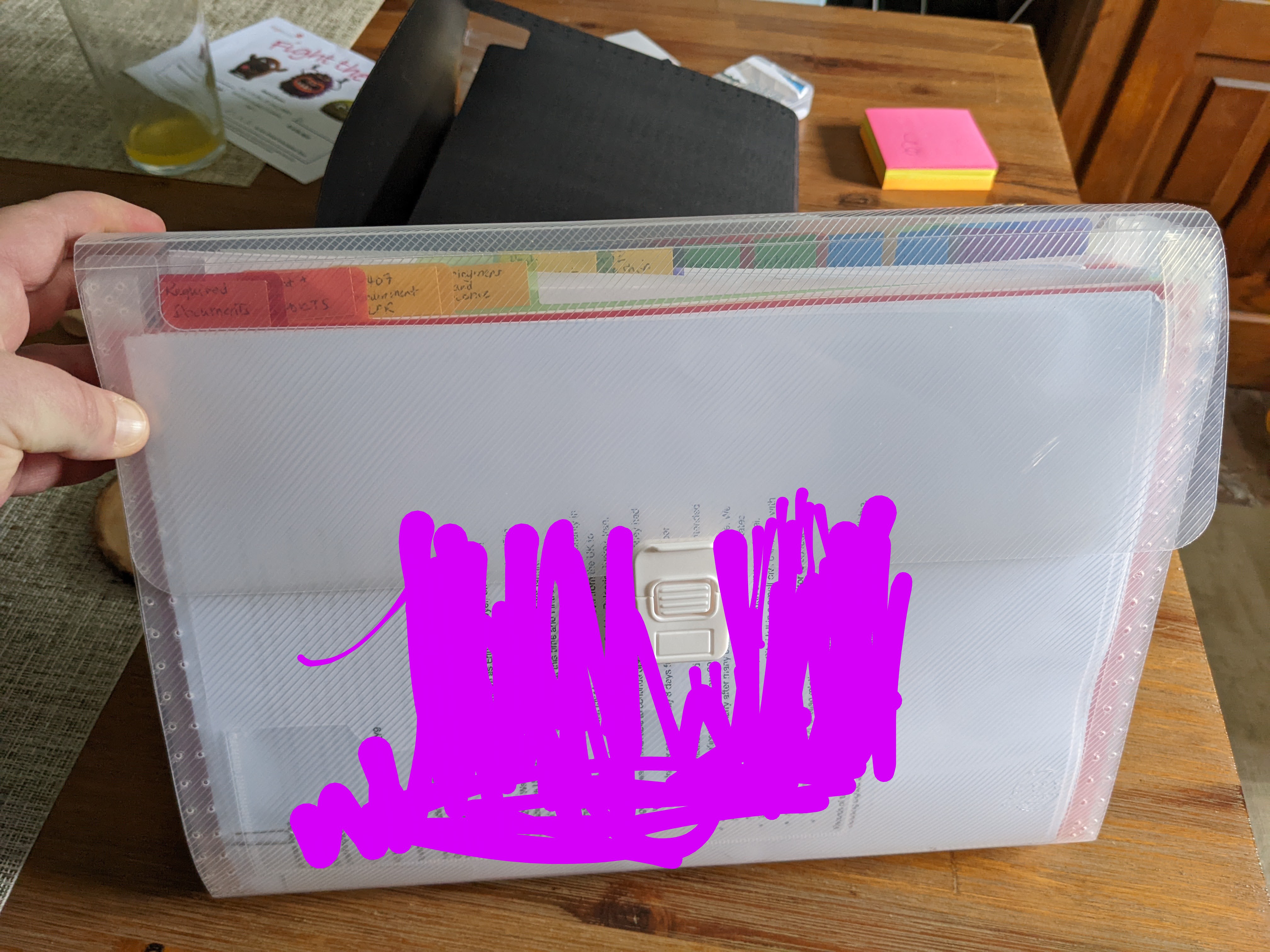 Accordion folder with colour-coded section tabs